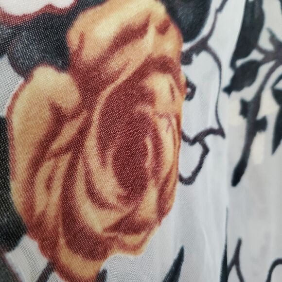 Francesca's Kimono Top One Size Multicolor Velvet Burnout Floral Boho Romantic - Picture 6 of 9